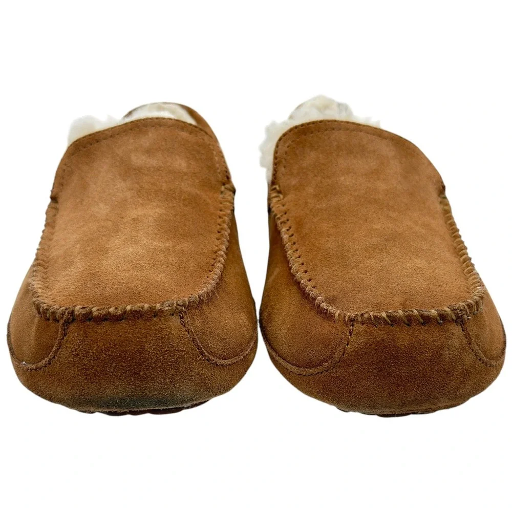 UGG Linscot Slippers Mens 9 Chestnut Suede Moccasin Loafers 1174583